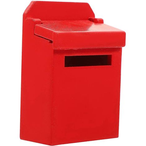 Mini boîte aux lettres miniature, figurine de boîte aux lettres, petite boîte aux lettres en bois, décoration de mini maison de boîte aux lettres-7X4.5X2.5CM-Red (1/3)
