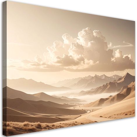 Cuadro en Lienzo, Paisaje de montaña en tonos beige, 60x40 (1/5)