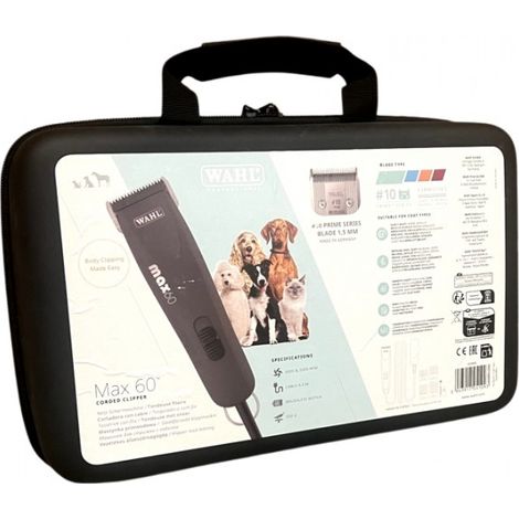 Wahl Max 60 Tierhaarschneidemaschine 1,5 mm ( 3028882 ) + 4x Aufsteckkamm + Tasche