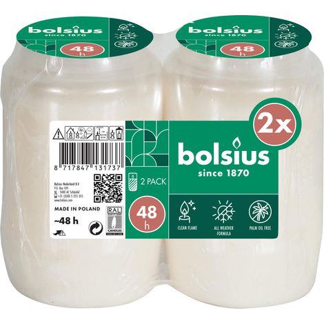 Bolsius Grablicht Nr. 3 weiß 2 Stück Grabkerze Kerze Brenndauer 48 Std