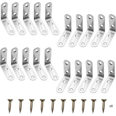 20 Pièces Equerre de Fixation, 50x50mm Connecteurs d'Angle, Support de Coin Équerre en Acier Inoxydable à 90 Degrés en Forme de L Avec Vis (1/5)