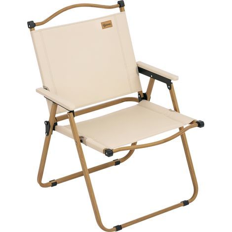 Chaise de camping chaise de pêche pliante avec accoudoirs tissu Oxford et structure acier 54 x 59 x 78 cm Kaki (1/5)