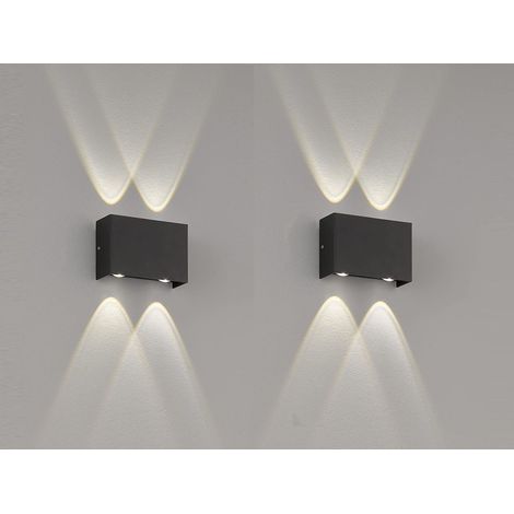 LED Außenwandleuchten 2er SET Schwarz mit Up Down Licht - 12cm breit (1/5)