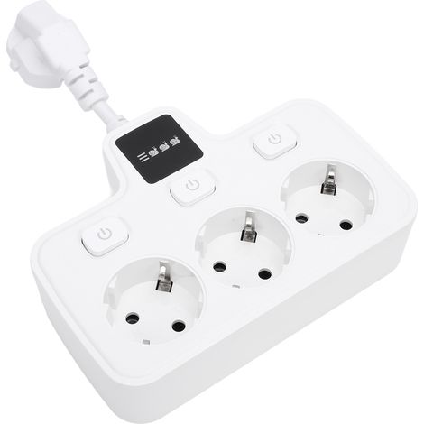 Prise de courant avec interrupteur indépendant, adaptateur multi-prises, 3 voies, 2 broches, prolongateur de prise de terre AC, blanc (1/5)