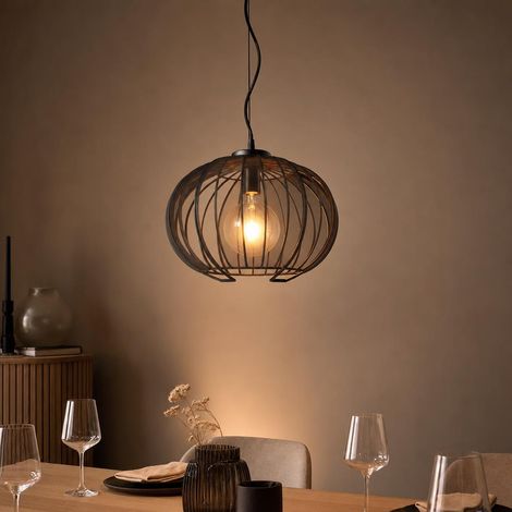 V-TAC Lampadario a Sospensione E27 60W Diffusore Tessile Ø400mm Nero Opaco 24116 (1/5)