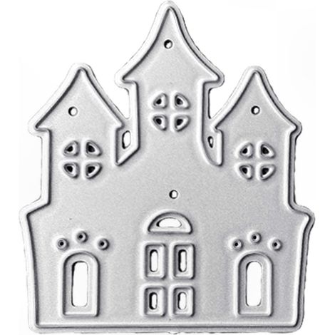 Découpe Emporte-Pièce Château de Noël en Métal, Stencil Découpe DIY pour Cartes, Scrapbooking, Déco Photo, Gabarit Créatif (1/5)