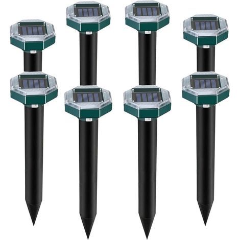 8-Piece Mole Repellent Set, Solar Powered, Ultrasonic, IP65 Waterproof, Garden (1/5)