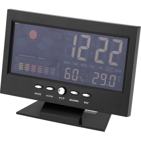 Digitales Innenthermometer mit Hygrometer, Uhr, Wecker, Komfortanzeige, Wettervorhersage und Kalender (1/5)