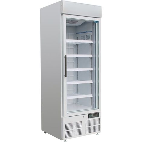 Vitrine négative ventilée 412 Litres, 1 porte vitrée, avec bandeau lumineux, blanche, 1000 W, 220 V - MONO (1/5)