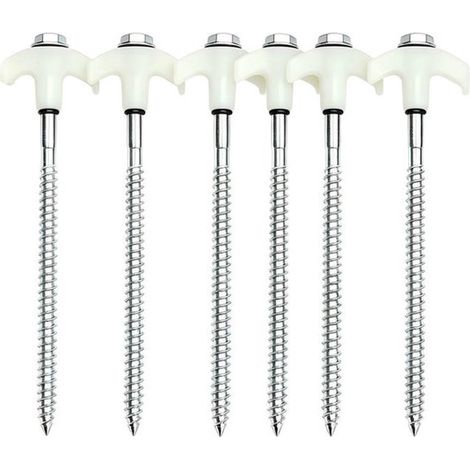 Estacas para tienda de campaña, Paquete de 6-206-0,75 cm de diámetro, Estacas fijas para el suelo, Estacas de inserción, Duraderas, Prácticas (1/5)