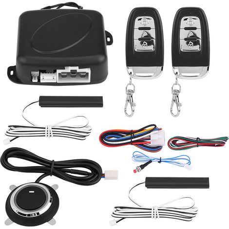 9Pcs Kit Universel Système d'Alarme Voiture SUV Sécurité Entrée Sans Clé Démarreur Bouton Poussoir (1/5)