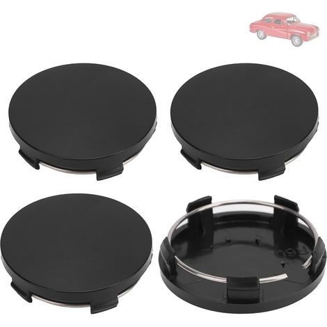 4PCS 60mm Car Wheel Center Hub Cap with Iron Ring Stylish Wheel Tyre Center Rim Hub Cover Universal Replacement for Most Cars Car Accessories Wheel Hubs (Black) (1/5)