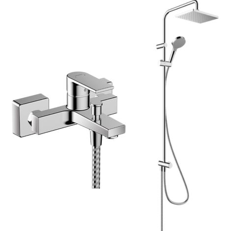 Pack mitigeur bain douche mécanique HANSGROHE Vernis Shape + colonne HANSGROHE Vernis Shape 230 chromé