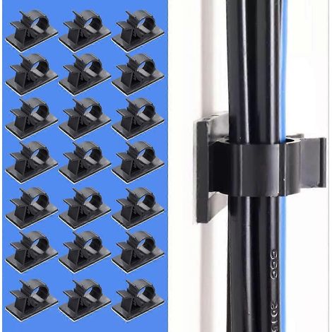 50 attaches-câbles avec fixation auto-adhésive, attaches-câbles en nylon auto-adhésif 3M de qualité supérieure, serre-câbles pour l'organisation du bureau, câble d'alimentation d'ordinateur (noir)-Aqu (1/5)