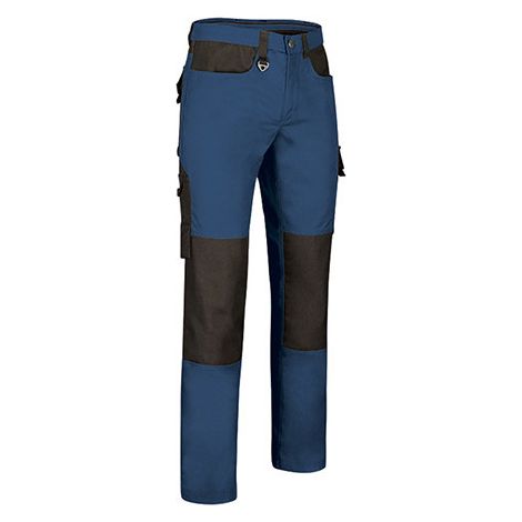 Pantalón de trabajo multibolsillos con diseño bicolor, de poliéster y algodón VALENTO DYNAMITE 48 Azul acero/Negro