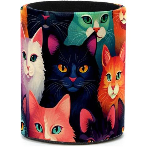 Mini porte-stylo de bureau - Organisateur de maquillage multifonctionnel et ensemble d'accessoires de bureau, motif chat coloré (1/5)