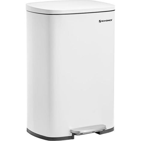 Pattumiera a pedale da cucina da 50 litri 42,5 x 31,8 x 65,7 cm con secchio interno in plastica coperchio con chiusura ammortizzata antiodore bianca 120007184