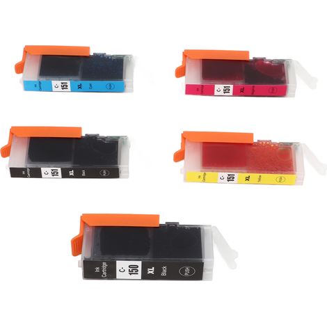 Cartouche d'encre lot 150 151 pour PIXMA MG5410 MG5510 MG5610 MG6310 BK BK C M Y, impression fluide, kit jet d'encre compatible (1/5)