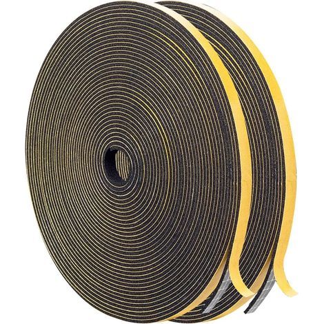 1 rotolo di nastro sigillante, 6 mm x 1,5 mm x 20 m, in schiuma di neoprene, adesivo forte, per porte e finestre (1/5)