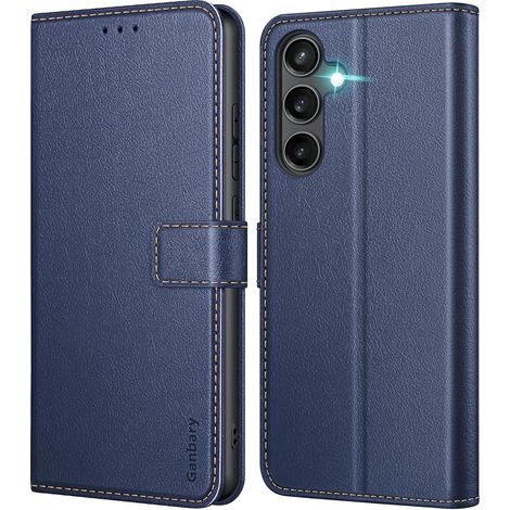 Handyhülle S23 FE Klapphülle Leder Galaxy S23 FE 5G Dunkelblau (1/5)