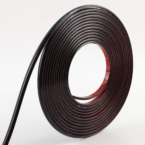Bande décorative autocollante, 10 mètres de long, 8 mm d'épaisseur, noire, convient pour les murs, les sols, les meubles et les bords de carrelage. (1/5)