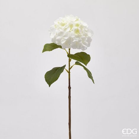 EDG Enzo De Gasperi Ortensia Ramo con Foglie H 70 Cm D 18 Cm Pianta Artificiale Colore Bianco