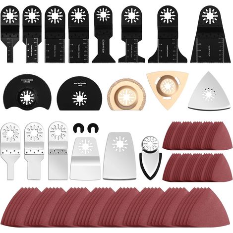 ZOLGINAH Kit de accesorios para hojas de sierra multiherramienta, 115 piezas Accesorios multiherramienta oscilantes Hoja de sierra universal para Fein, Dremel, Bosch, Makita, Dewalt (1/4)