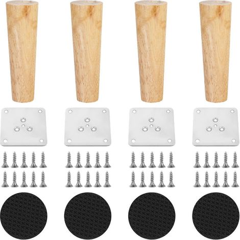 Pieds de support en bois massif pour meubles, design universel, support robuste, accessoires pour pieds de meubles adaptés aux cadres de lit et aux canapés, 15 cm, vente directe. (1/5)