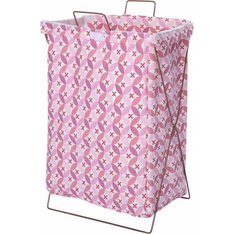 Cesto porta biancheria pieghevole sacca richiudibile per panni sporchi da bagno lavanderia 55x35x25 cm rosa (1/2)