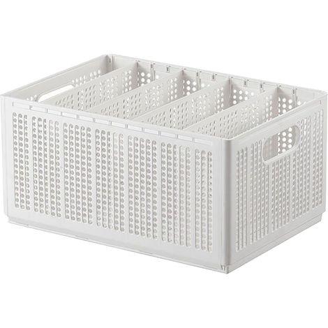 Boîte de rangement pliable pour pantalons, blanc pur, avec séparateurs ajustables, robuste et compartimentée, idéale pour la chambre à coucher et la penderie. Grand format : 5 compartiments et 4 clois (1/5)