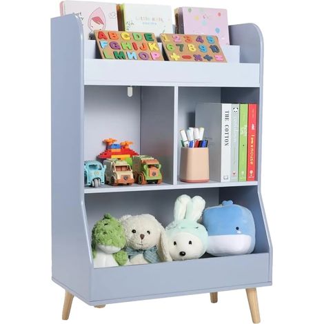 Contenitore per bambini, 5 scomparti, design resistente, azzurro (1/2)