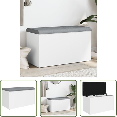The Living Store Banc de rangement blanc 82x42x45 cm bois d'ingénierie - Meuble De Rangement - Banc Coffre - Banc Design - Banc Intérieur - Banc Moderne (1/5)