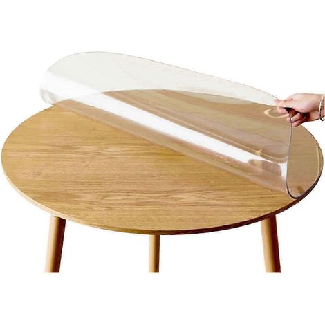 Protection de table ronde en PVC transparent 5 tailles disponibles. Épaisseur : 2 mm. Tapis de bureau imperméable en vinyle 80 cm de diamètre. (1/4)