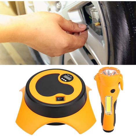 Compresseur d'air portable 12 V, pompe de gonflage électrique pour pneus de voiture + ensemble lampe torche (1/4)