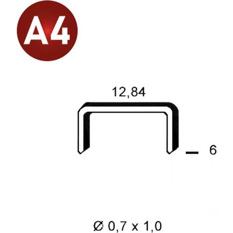 10 000 Agrafes Aluminium A-06 Inox A4 (316) - 12.84x6x0.7x1 mm - D-Work