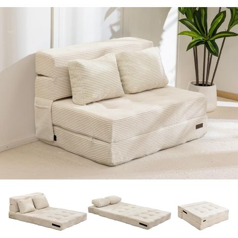 Canapé-lit avec Matelas Pliant Confortable en 4 Parties de 15 cm d'épaisseur et 1 Coussin, canapé Pliant avec Fonction de Sommeil, Matelas d'invités Pliable (1/5)
