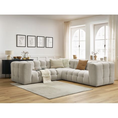 Bobochic – Canapé d'angle réversible 4 places en tissu beige – Longueur 268cm – Largeur 184cm – Confort équilibré – Fabrication Europe (1/5)