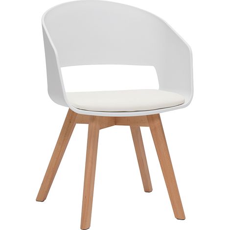 Chaise scandinave blanche et bois clair massif PRISMA (1/5)
