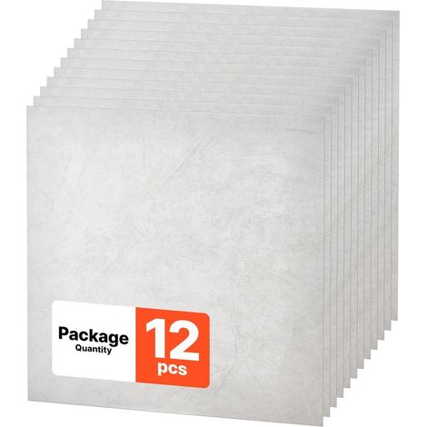 Dalles de Plafond Suspendu Lot de 12 Panneaux PVC 60,5x60,5 cm Faux Plafond Décoratif Finition Marbre Blanc DLS-2424 (1/5)