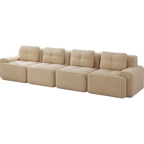 CHICFURN Sofá modular 4 plazas 382x104x69 cm en pana beige sin montaje (1/5)