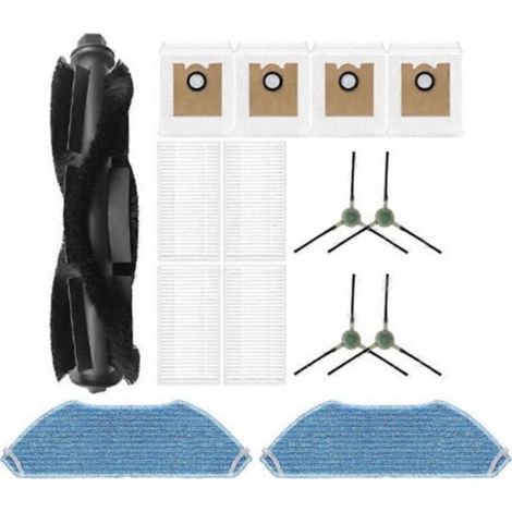 Pièces de rechange pour Lefant M2 Pro/M2S Pro : 1 brosse rotative, 4 brosses latérales, 4 filtres HEPA, 2 lingettes de nettoyage, 4 sacs à poussière (1/5)
