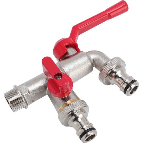 Robinet d'extérieur double 3/4 pouce entrée 25 mm sortie multifonction pour jardin et extérieur (1/5)