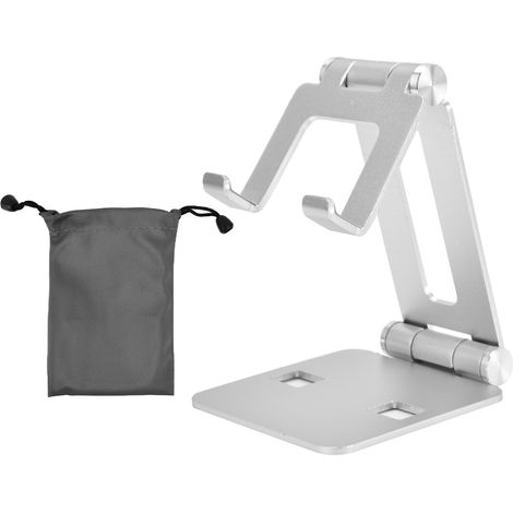 Support en alliage d'aluminium réglable pour téléphone et tablette, chevet, diffusion en direct, argenté (1/5)
