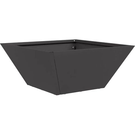 Cache-pot de jardin trapézoïdal moderne 35 x 35 x 15 cm en acier laminé à froid noir