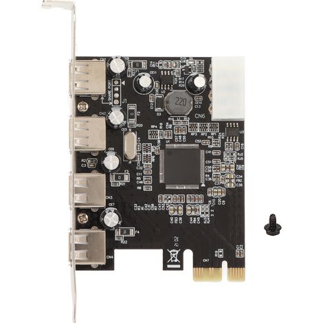 Carte d'extension USB 2.0 PCIe 4 ports avec alimentation 4 broches, 480 Mb/s, installation facile pour PC de bureau (1/5)