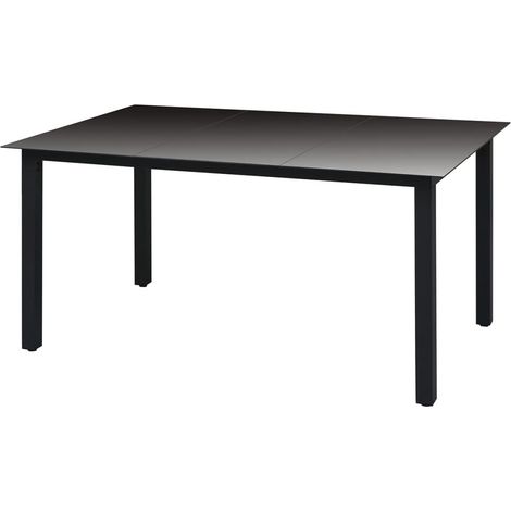 Table de jardin Table de patio Table d'extérieur Noir 150 x 90 x 74 cm Aluminium et verre BZTHBS600446 (1/3)