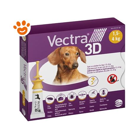 Ceva Vectra 3D Dog Giallo 1,5-4 kg - Ceva Vectra 3D Dog Giallo 1,5-4 kg - Confezione Da 3 Pipette