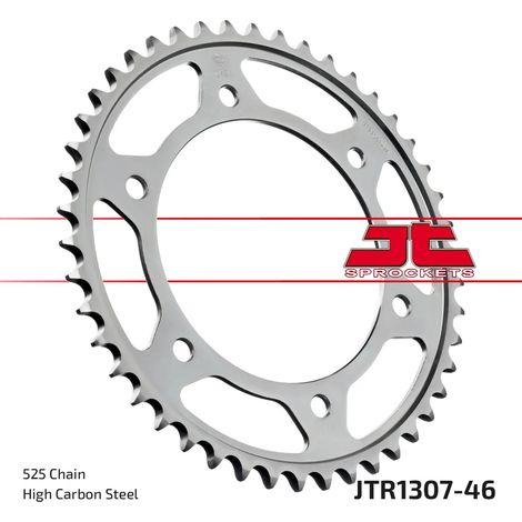 Pi帽贸n trasero de acero JT R1307-46, 46 dientes, tama帽o 525 (1/2)