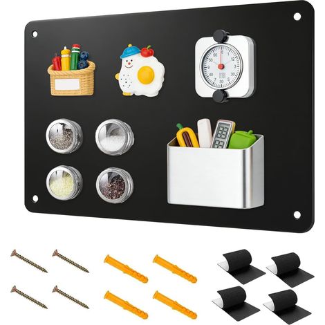 Tableau Magnétique Mural, 43x30cm Plaque Aimantee pour Magnets, Metal Tableau pour Magnet Plaque Magnétique, Aimant Tableau Pour Bureau, Cuisine, Réfrigérateur (Noir) (1/5)