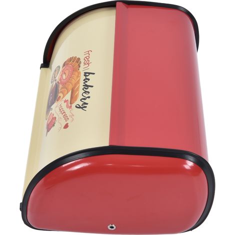 Boîte de rangement métallique style tambour pour pain, coffre de cuisine rétro français rouge (1/5)
